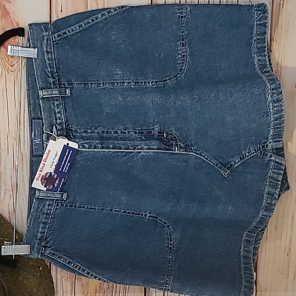 UPCYCLED ☆ HANDMADE "WRANGLER FOR WOMEN" High Waisted Classic Denim Skirt~ W 32" - Picture 9 of 9